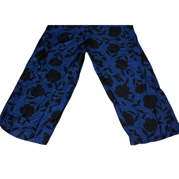 New Kate Spade New York x Target Jumpsuit Blue Black Floral Size 17 Linen Blend - Picture 4 of 9
